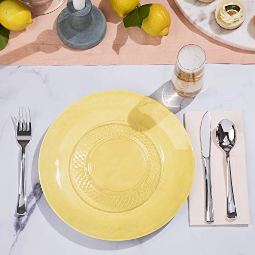 Prestee 100 Clear Plastic Plates, 6.25" Clear Dessert Plates, Round Party Plates, Elegant Appetizer Plates Disposable, Heavy Duty Wedding Plates, Small Cake Plates for Weddings and Holidays