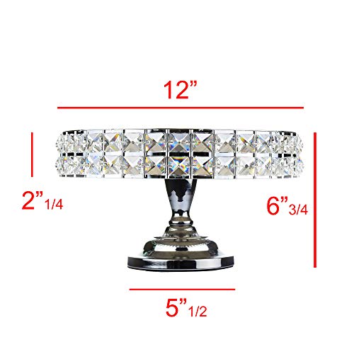 LINDLEMANN-Shiny Cake Stand-Decorative Metal Cake Holder w/Spatula-Round Cake Stand w/Genuine Mineral Crystals-Serving Plate Dessert Table Display-Easter & Mothers' Day Gift Dessert Tray-Silver(12in)