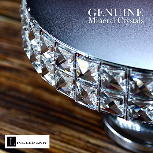 LINDLEMANN-Shiny Cake Stand-Decorative Metal Cake Holder w/Spatula-Round Cake Stand w/Genuine Mineral Crystals-Serving Plate Dessert Table Display-Easter & Mothers' Day Gift Dessert Tray-Silver(12in)