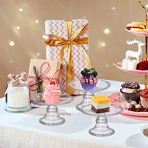 Hacaroa 24 Pcs Mini Cake Plate Stand, Plastic Single Cupcake Holder Serving Plate, Clear Small Dessert Display Stand Tray for Chocolate, Fruits, Baby Shower, Wedding, Birthday, Party
