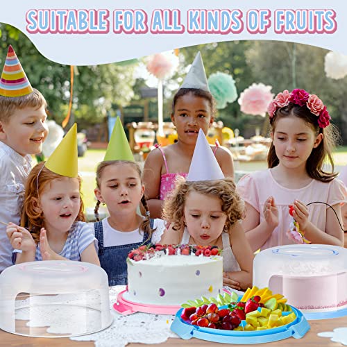 Gerrii 2 Pcs Cake Carrier with Lid and Handle Portable Plastic Cake Holder Round Cake Carrier Cupcake Cake Container Cake Storage Fit 10 in Cake Serve for Transport