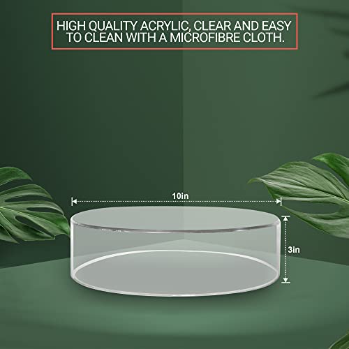 Ilouera Acrylic Riser Stand - 3" H x 10" D Round Cylinder Shape, Display Stands for Cake, Figurines, Jewelry, and Crafts. Tabletop Acrylic Stand for Art and Décor, Centerpieces, and More