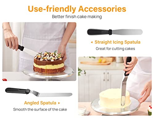 Kootek Aluminium Cake Turntable, 12 Inch Rotating Cake Stand, 35 pcs Cake Decorating Kit Supplies with 24 Numbered Icing Piping Tips, 2 Frosting Spatula, Pastry Bags and Other Baking Tools