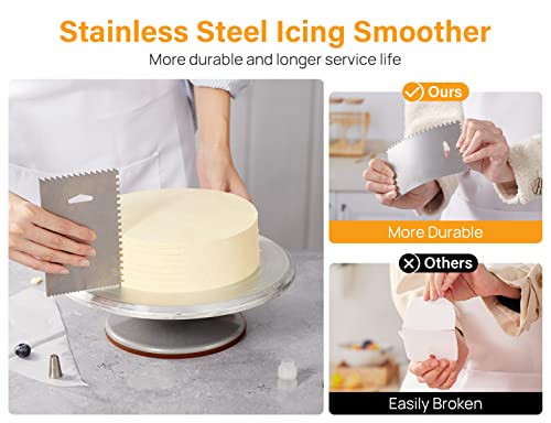 Kootek Aluminium Cake Turntable, 12 Inch Rotating Cake Stand, 35 pcs Cake Decorating Kit Supplies with 24 Numbered Icing Piping Tips, 2 Frosting Spatula, Pastry Bags and Other Baking Tools