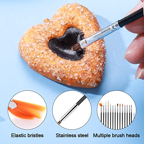 15pcs Cake Painting Brushes, Cake Decorating Brushes Kit Food Safe Paint Brush Tools,Fondant Sugar Cookie Painting Brushes Supplies for Cookie Cake Decoration (Black)