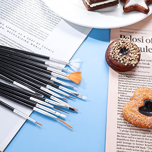 15pcs Cake Painting Brushes, Cake Decorating Brushes Kit Food Safe Paint Brush Tools,Fondant Sugar Cookie Painting Brushes Supplies for Cookie Cake Decoration (Black)