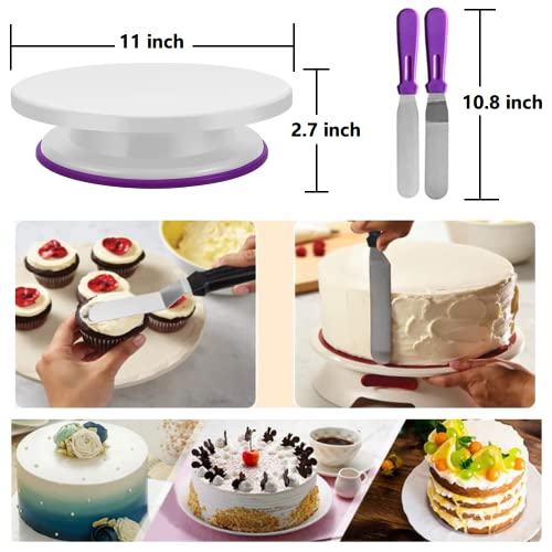 ANSLYQA 345 Pcs Cake Decorating Kit with Cake Turntable & Leveler,55 Numbered Icing Piping Tips,2 Spatulas,3 Comb Scrapers,2 Tip Couplers,102 Pastry Bags,100 Paper Cupcake Liners