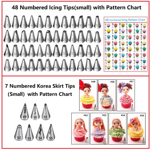 ANSLYQA 345 Pcs Cake Decorating Kit with Cake Turntable & Leveler,55 Numbered Icing Piping Tips,2 Spatulas,3 Comb Scrapers,2 Tip Couplers,102 Pastry Bags,100 Paper Cupcake Liners