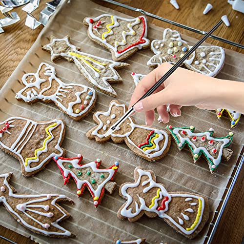 15pcs Cake Painting Brushes, Cake Decorating Brushes Kit Food Safe Paint Brush Tools,Fondant Sugar Cookie Painting Brushes Supplies for Cookie Cake Decoration (Black)