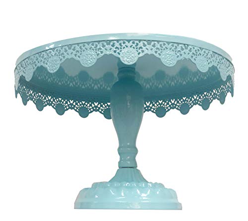 10 Inch Metal Cake Stand Round Cupcake Stands Metal Dessert Display (Aqua blue)