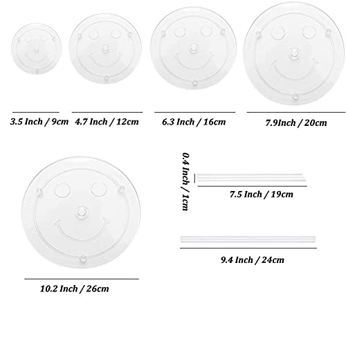 KISEER 5 Pieces Cake Separator Plates Stands with 24 Pieces Plastic Cake Dowels Rods and 15 Pieces Clear Cake Sticks Support Stacking for 4 6 8 10 12 Inch Tiered Cakes