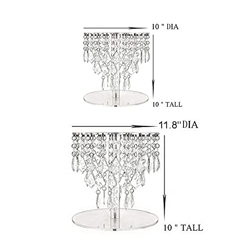 Crystal Acrylic Cake Stands Set for Table Wedding Centerpiece Tower Set of Cake Stands WEPDIY (9.8 Inch & 11.8 Inch, Transparent)