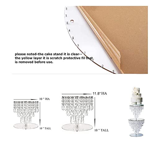 Crystal Acrylic Cake Stands Set for Table Wedding Centerpiece Tower Set of Cake Stands WEPDIY (9.8 Inch & 11.8 Inch, Transparent)