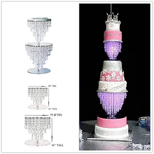 Crystal Acrylic Cake Stands Set for Table Wedding Centerpiece Tower Set of Cake Stands WEPDIY (9.8 Inch & 11.8 Inch, Transparent)