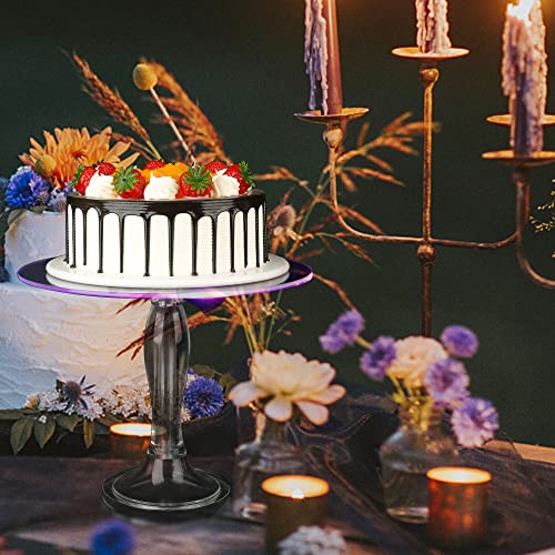 Multi-Color LED Light Acrylic Cake Stand with 11 Color Modes, 12 Inch Rechargeable Round Clear Cupcake Dessert Display Plate Platter for Party, Baby Shower, and Get-Together