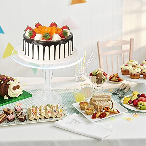 Multi-Color LED Light Acrylic Cake Stand with 11 Color Modes, 12 Inch Rechargeable Round Clear Cupcake Dessert Display Plate Platter for Party, Baby Shower, and Get-Together