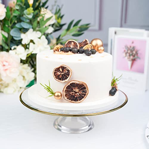 Efavormart 12" Round Pedestal Glass Cake Plate with Gold Rim, Cupcake Holder Dessert Display Stand