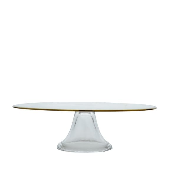 Efavormart 12" Round Pedestal Glass Cake Plate with Gold Rim, Cupcake Holder Dessert Display Stand