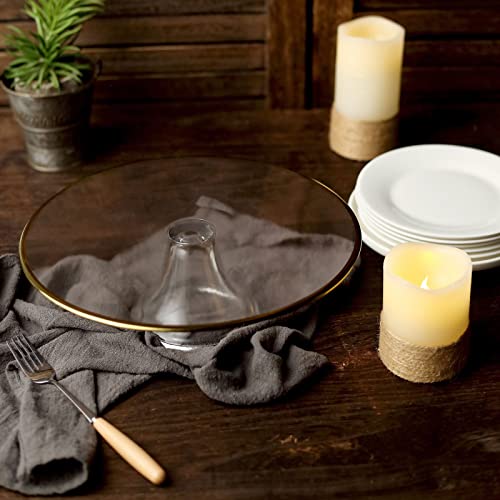Efavormart 12" Round Pedestal Glass Cake Plate with Gold Rim, Cupcake Holder Dessert Display Stand