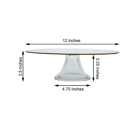 Efavormart 12" Round Pedestal Glass Cake Plate with Gold Rim, Cupcake Holder Dessert Display Stand