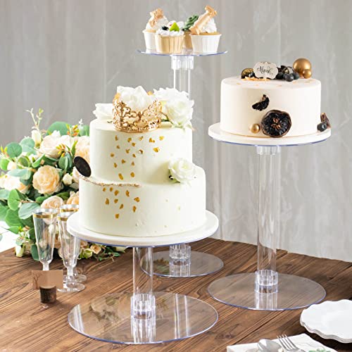 Efavormart Lovely 3 Tier Heavy Duty Acrylic Crystal Glass Clear Cake Dessert Decorating Stand for Birthday Party Wedding