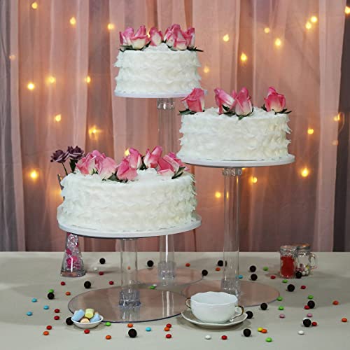 Efavormart Lovely 3 Tier Heavy Duty Acrylic Crystal Glass Clear Cake Dessert Decorating Stand for Birthday Party Wedding