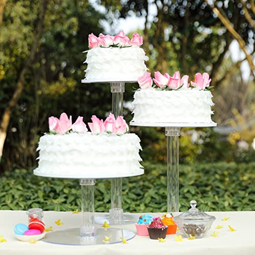 Efavormart Lovely 3 Tier Heavy Duty Acrylic Crystal Glass Clear Cake Dessert Decorating Stand for Birthday Party Wedding