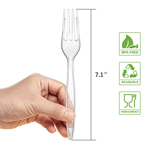 Clear Plastic Forks, Heavy Duty Disposable Forks for Party Supply, Pack of 80