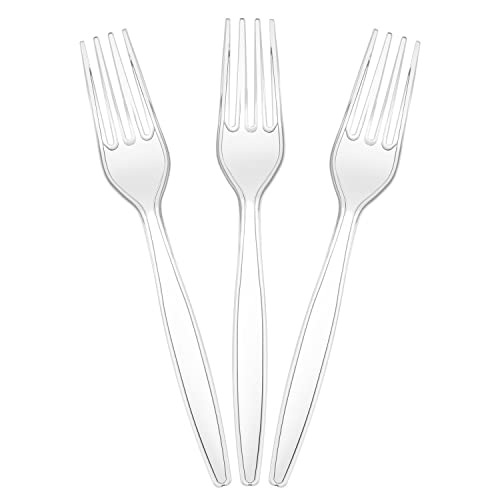 Clear Plastic Forks, Heavy Duty Disposable Forks for Party Supply, Pack of 80
