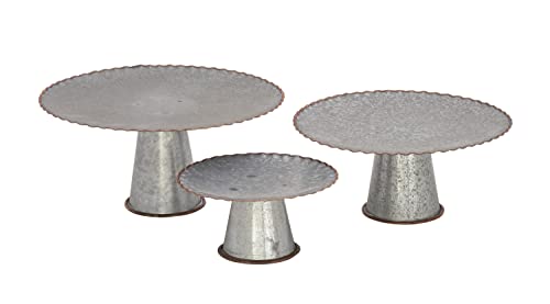 Deco 79 Metal Galvanized Cake Stand, Set of 3 9", 13", 15"W, Gray