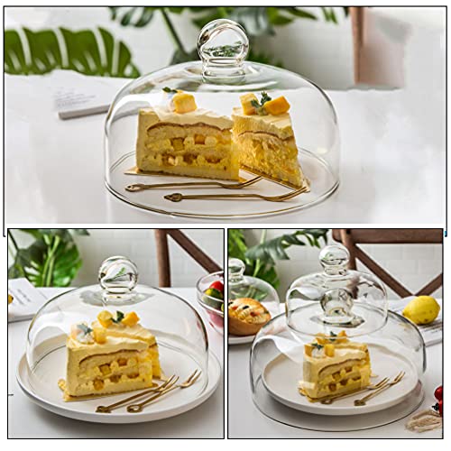 Housoutil 10 inch Cake Dome Cover, Glass Cake Dome for Dessert Cheese, Dust- Proof Cloche Dome Cake Display Stand Cover Food Tent