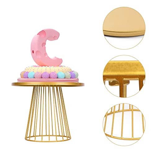 Sunormi 2pcs Modern Metal Gold Cake Stands Plate Set with Geometric Base Cupcake Stand Dessert Display Stands for Parties Table Decoration(8",10")