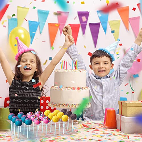 Cake Pop Stand,2PC Cake Pop Holder 21-Hole Display Acrylic Lollipop Holder 100PCS Cake Pop Sticks Clear Treats Bags and Gold Metallic Twist Ties for Candy Cake Pop Making Tools