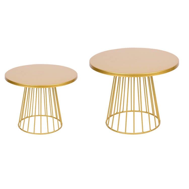 Sunormi 2pcs Modern Metal Gold Cake Stands Plate Set with Geometric Base Cupcake Stand Dessert Display Stands for Parties Table Decoration(8",10")