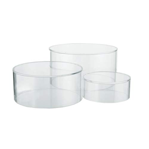 Red Co. Set of 3 Sizes (6", 5", 4") Acrylic Round Cylinder Display Nesting Riser Stands with Hollow Bottoms, Crystal Clear