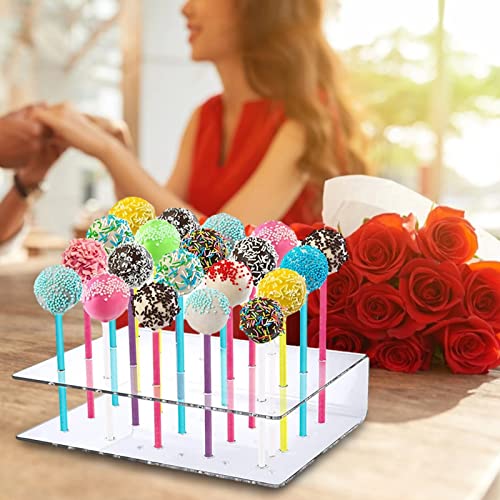 Lollipop Holder, Cake Pop Stand, Acrylic Clear Cake Pop Stand, 15 Round Holes Lollipop Display Stand for Weddings, Baby Showers, Birthday, Party, Anniversaries, Halloween Candy Decoration