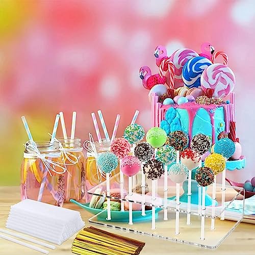 Lollipop Holder, Cake Pop Stand, Acrylic Clear Cake Pop Stand, 15 Round Holes Lollipop Display Stand for Weddings, Baby Showers, Birthday, Party, Anniversaries, Halloween Candy Decoration