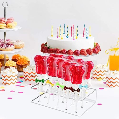 Lollipop Holder, Cake Pop Stand, Acrylic Clear Cake Pop Stand, 15 Round Holes Lollipop Display Stand for Weddings, Baby Showers, Birthday, Party, Anniversaries, Halloween Candy Decoration