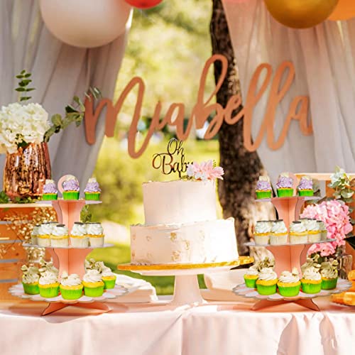 3 Set Cardboard Cupcake Stand 3-Tier Round Cupcake Tower Holder for Birthday Baby Shower Party Decoration