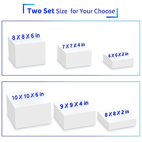 NIUBEE Buffet Risers, Food Display Stands for Party, 3PCS Acrylic Risers for Display Cake Collectibles Jewelry Figures Show, White Cube Dessert Table Display Nesting Riser with Hollow Bottoms 6"x7"x8"