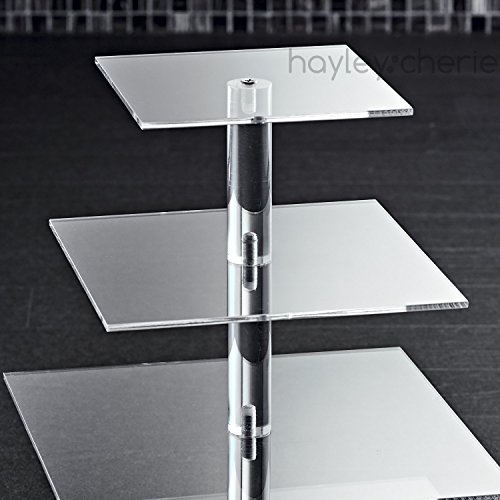 Hayley Cherie 4-Tier Square Cupcake Stand - Acrylic Tiered Cake Stand - Dessert or Cupcake Tower