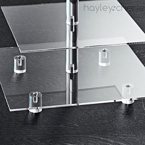 Hayley Cherie 4-Tier Square Cupcake Stand - Acrylic Tiered Cake Stand - Dessert or Cupcake Tower