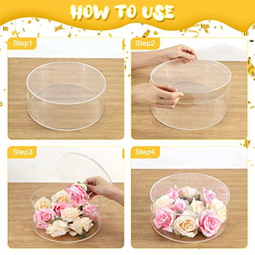 MOJIEZUO 2pcs Clear Acrylic Cake Stand,Fillable Cake Riser Cake Tier,Round Cake Display Riser,Decorative Display Box with Lid for Wedding Birthday Party