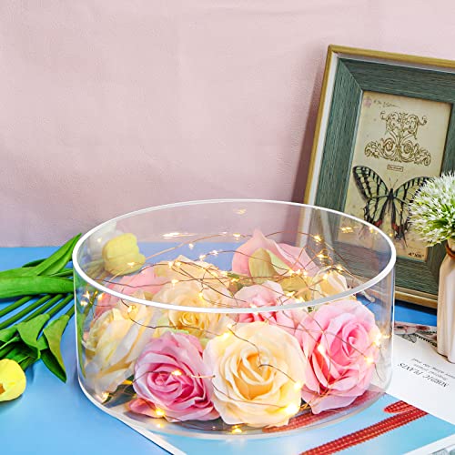 MOJIEZUO 2pcs Clear Acrylic Cake Stand,Fillable Cake Riser Cake Tier,Round Cake Display Riser,Decorative Display Box with Lid for Wedding Birthday Party