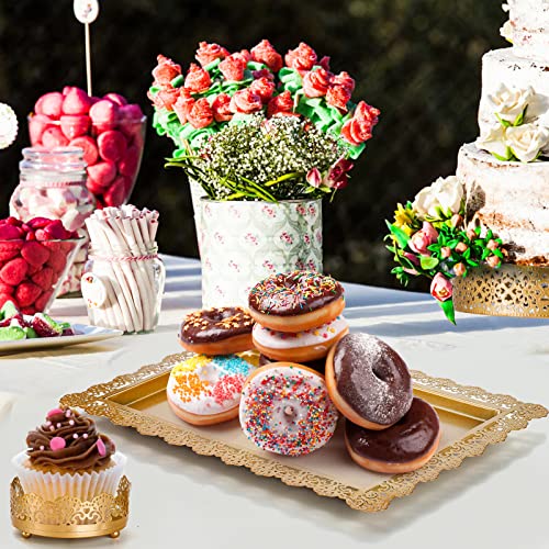 Peohud 10 Pieces Gold Cake Stand, Metal Round Cupcake Tower, Decorative Dessert Fruit Candy Display Plate for Wedding, Anniversary, Birthday Party, Celebration