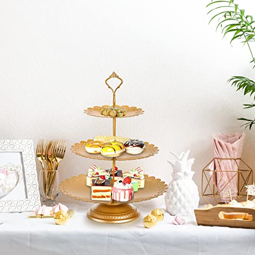 Peohud 10 Pieces Gold Cake Stand, Metal Round Cupcake Tower, Decorative Dessert Fruit Candy Display Plate for Wedding, Anniversary, Birthday Party, Celebration