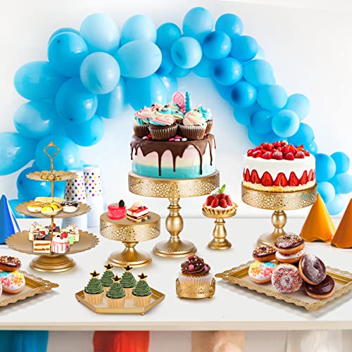 Peohud 10 Pieces Gold Cake Stand, Metal Round Cupcake Tower, Decorative Dessert Fruit Candy Display Plate for Wedding, Anniversary, Birthday Party, Celebration