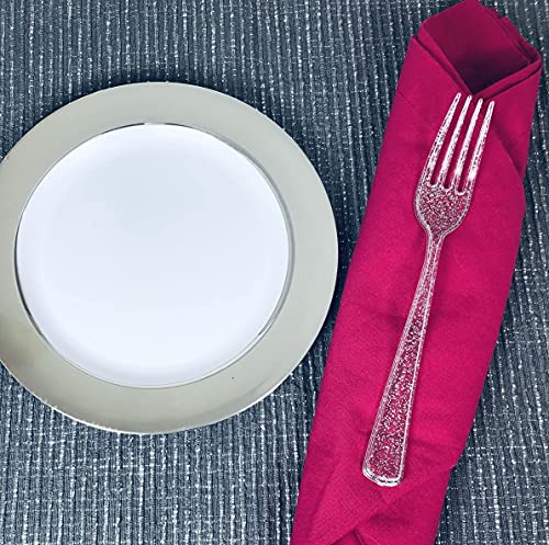 Silver Glitter Disposable Plastic Forks, 48ct. Great for parties, weddings, birthdays
