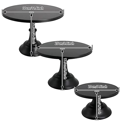 Set of 3 Pieces Black Iron Cake Stands 12" 10" 8" Cake Holder Dessert Display Plate Serving Tray for Baby Shower Wedding Birthday Party (Style A)