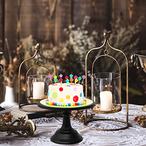 Set of 3 Pieces Black Iron Cake Stands 12" 10" 8" Cake Holder Dessert Display Plate Serving Tray for Baby Shower Wedding Birthday Party (Style A)